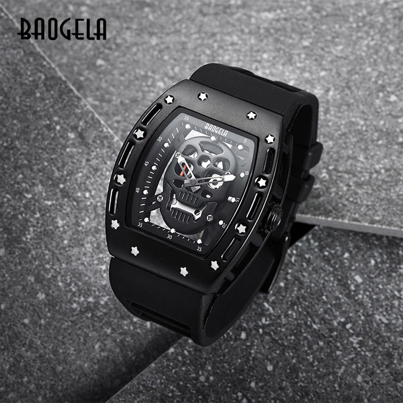 Baogela New Arrival Style Pirate Skull Quartz Men Watches Military Silicone Brand Mens Sports Watch Waterproof Relogio Masculino - Quartz Wristwatches