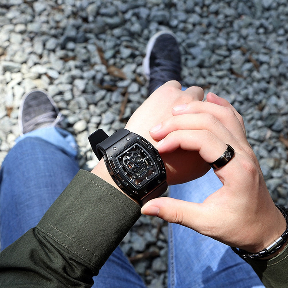 Baogela New Arrival Style Pirate Skull Quartz Men Watches Military Silicone Brand Mens Sports Watch Waterproof Relogio Masculino - Quartz Wristwatches