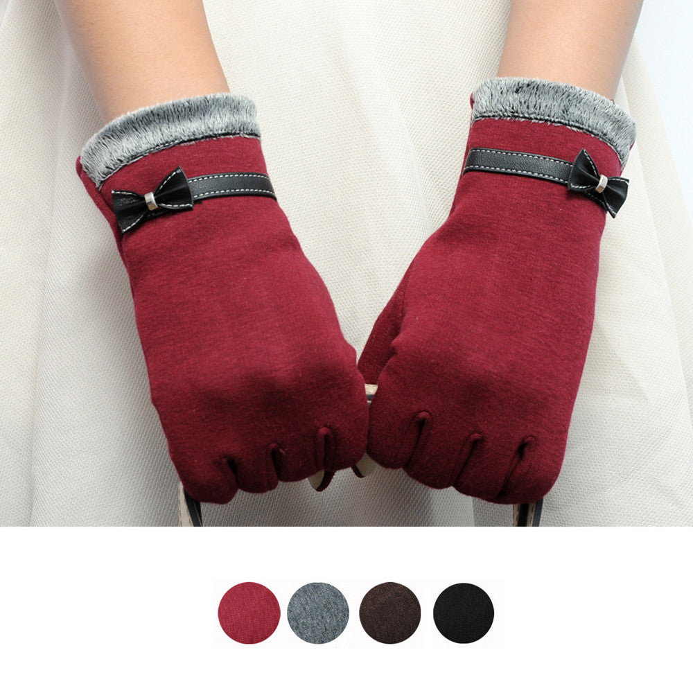 Elegant Womens Gloves Cashmere Lined Full Finger Gloves