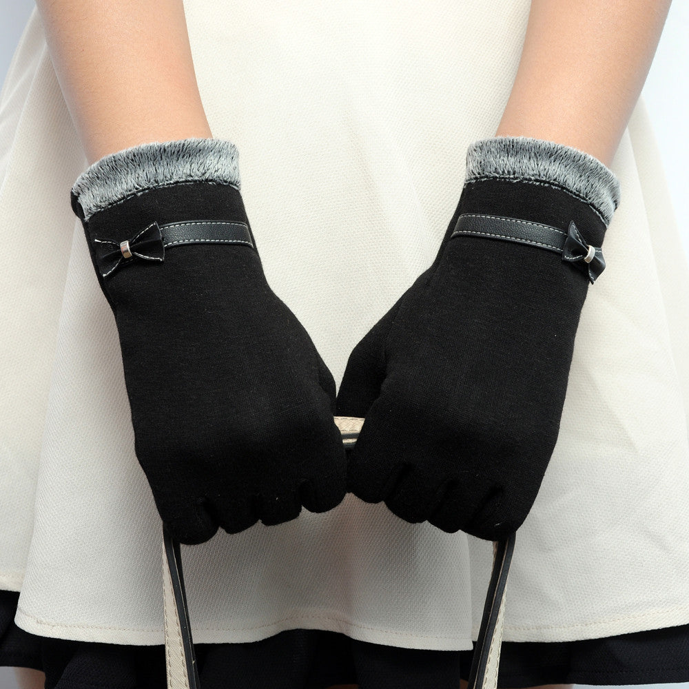 Elegant Womens Gloves Cashmere Lined Full Finger Gloves