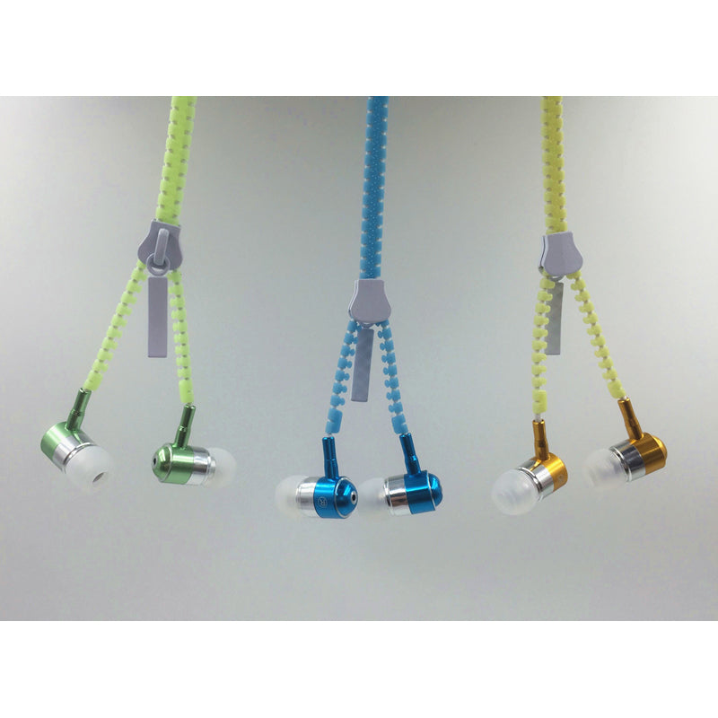 In-Ear Noise Cancelling Glowing Earphones with Microphone Zipper (White)