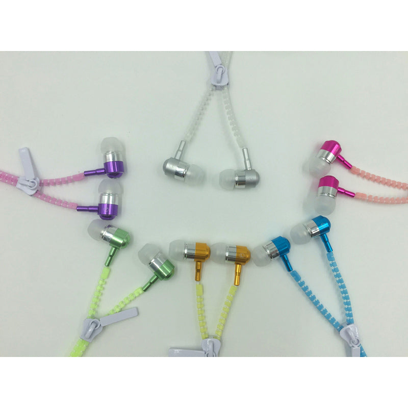 In-Ear Noise Cancelling Glowing Earphones with Microphone Zipper (White)