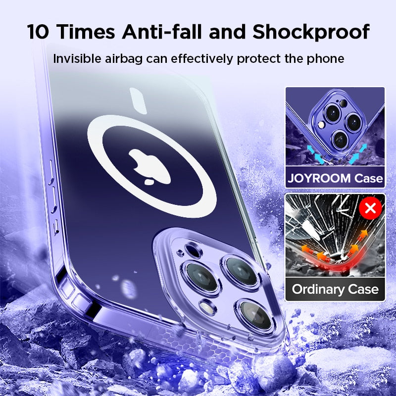 Joyroom Magnetic Case For Iphone 14 Diamond Transparent Cover For Iphone 14 13 Pro Max Case Wireless Charger Magnet Back Cover - Mobile Phone Cases &amp;amp; Covers