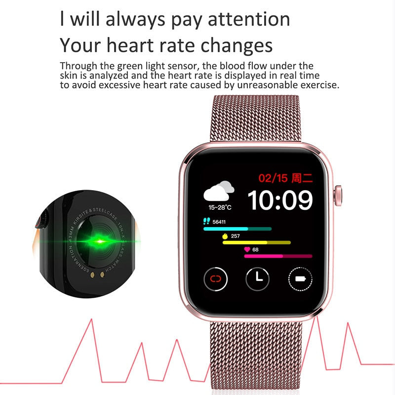 New Smart Watch women Full Touch Fitness Real time Activity Tracker Blood Pressure Sports Ladies Smart Watch