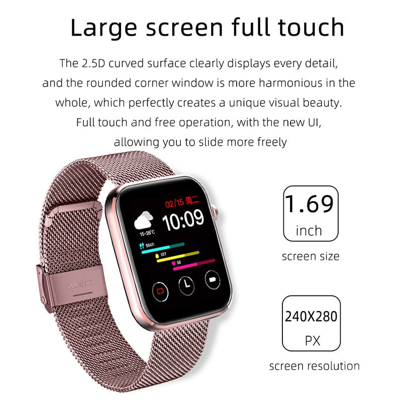 New Smart Watch women Full Touch Fitness Real time Activity Tracker Blood Pressure Sports Ladies Smart Watch