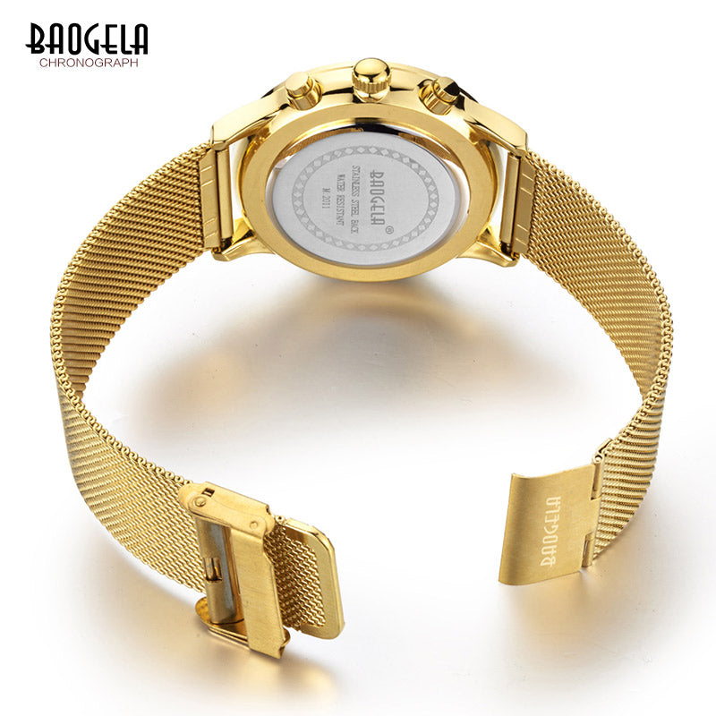 BAOGELA Fashion Men&#39;s Sports quartz-watch stainless steel mesh Brand men watches