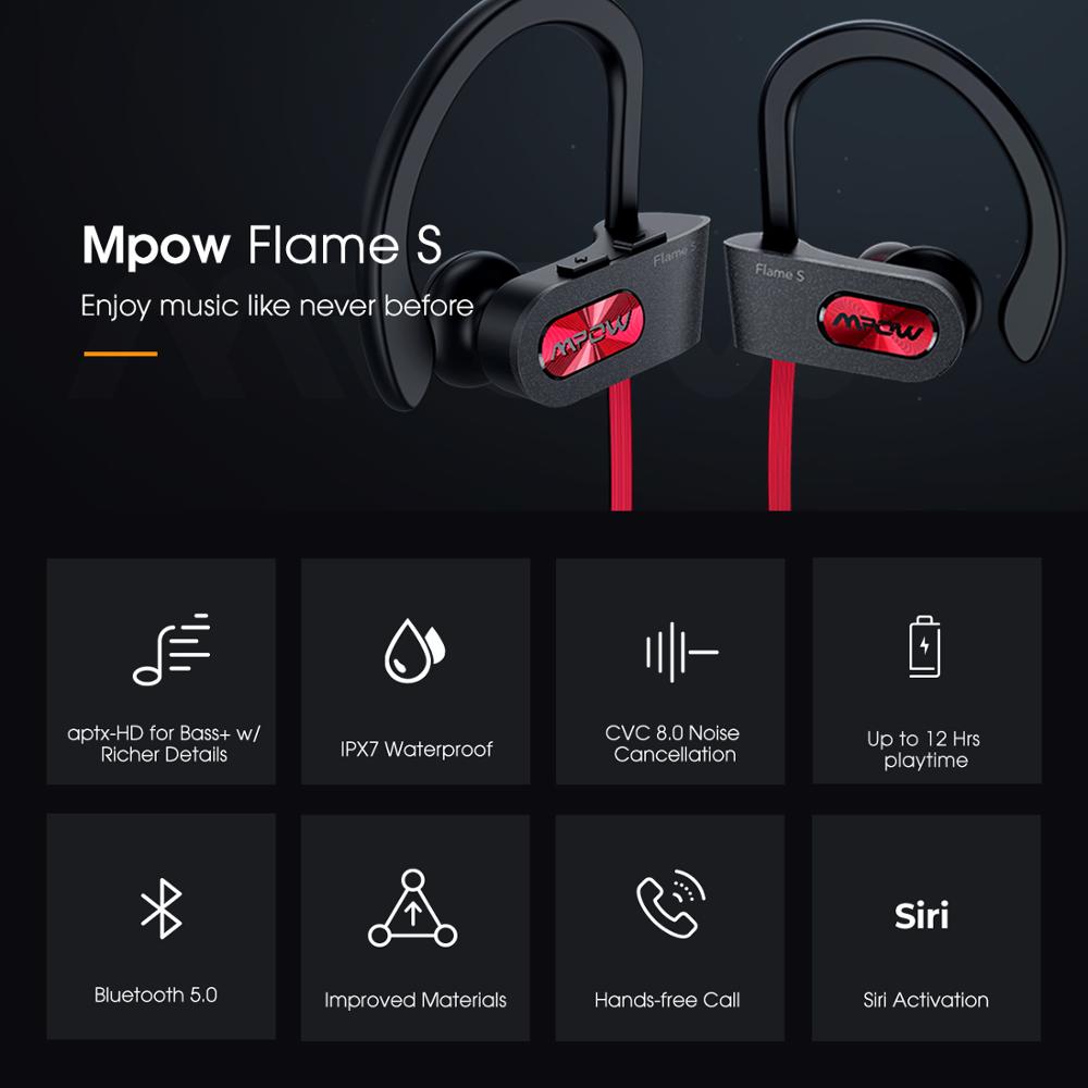 Bluetooth 5.0 Wireless Sports Earphones Noise Cancelling Stereo HD Sound iPX7 Sweatproof 12h Playtime