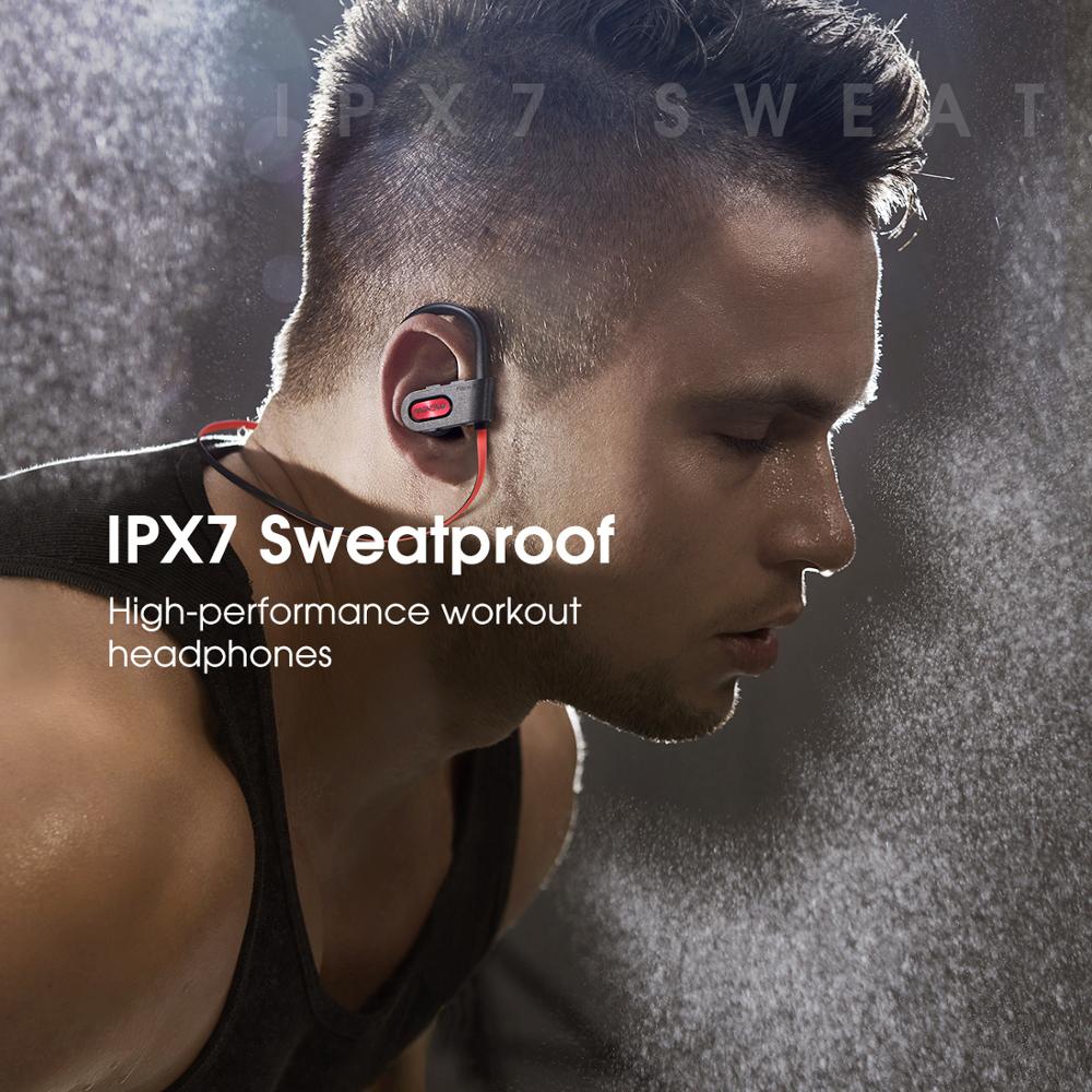 Bluetooth 5.0 Wireless Sports Earphones Noise Cancelling Stereo HD Sound iPX7 Sweatproof 12h Playtime