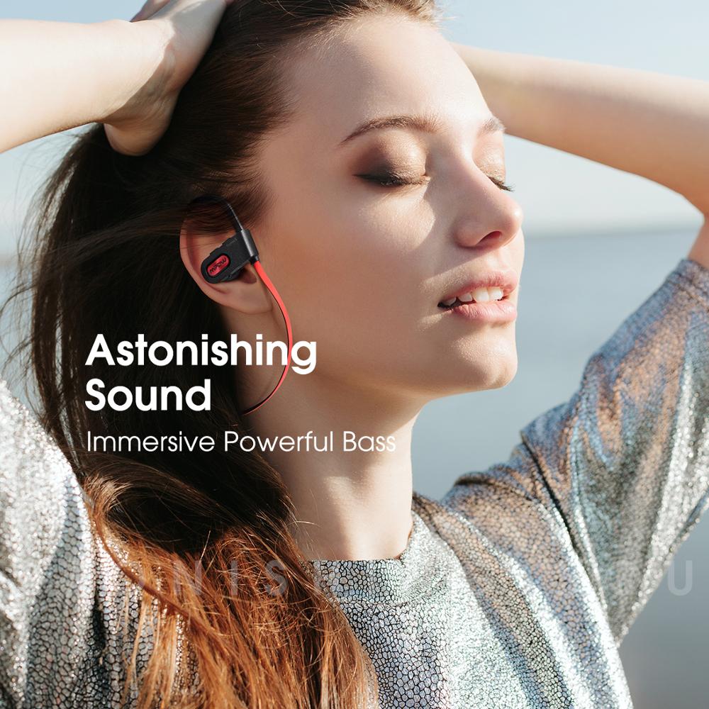 Bluetooth 5.0 Wireless Sports Earphones Noise Cancelling Stereo HD Sound iPX7 Sweatproof 12h Playtime