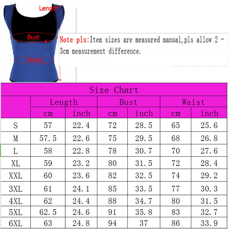 Women Neoprene Shaper Waist Trainer Push Up Vest Girdle Plus Size S-6XL