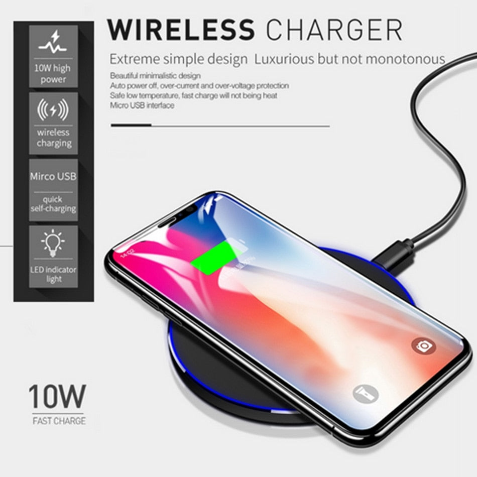 Qi Wireless Charger 10W/7.5W/5W QC3.0 Fast Phone Charger for iPhone 11 X XR XS Max Samsung S10 9 Xiaomi Wireless USB Charger Pad