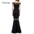 Plus Size Dress Fashion Runway Maxi Dress 2017 Summer Elegant Women's Dress Perspective Mermaid Sexy Black Long Dress