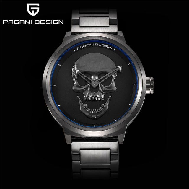 PAGANI DESIGN Punk 3D Skull Personality Retro Fashion Men&#39;s Watches Large Dial