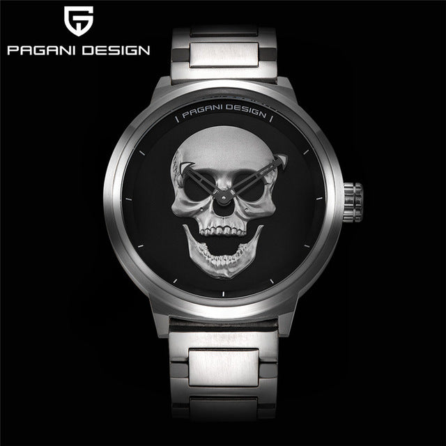 PAGANI DESIGN Punk 3D Skull Personality Retro Fashion Men&#39;s Watches Large Dial