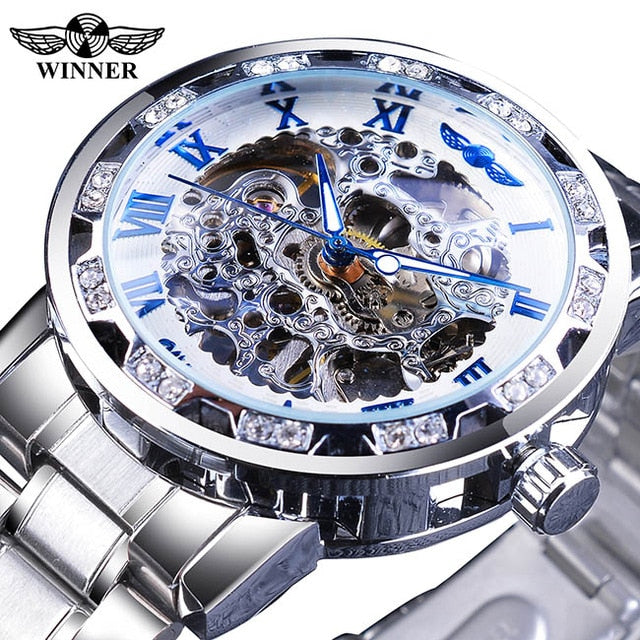 Royal Design Men Fashion Diamond Luminous Gear Movement  - Top Luxury Male Mechanical Skeleton Watch
