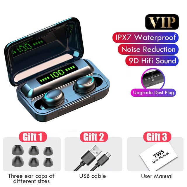 Bluetooth 5.0 Earphones 2200mAh Charging Box Wireless Headphone 9D Stereo Sports Waterproof Earbuds Headsets