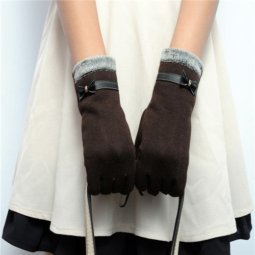 Elegant Womens Gloves Cashmere Lined Full Finger Gloves