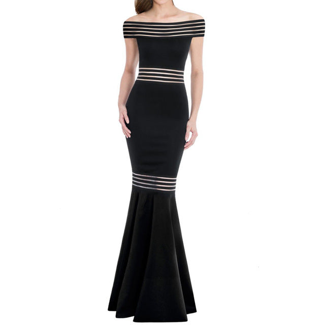 Plus Size Dress Fashion Runway Maxi Dress 2017 Summer Elegant Women&#39;s Dress Perspective Mermaid Sexy Black Long Dress