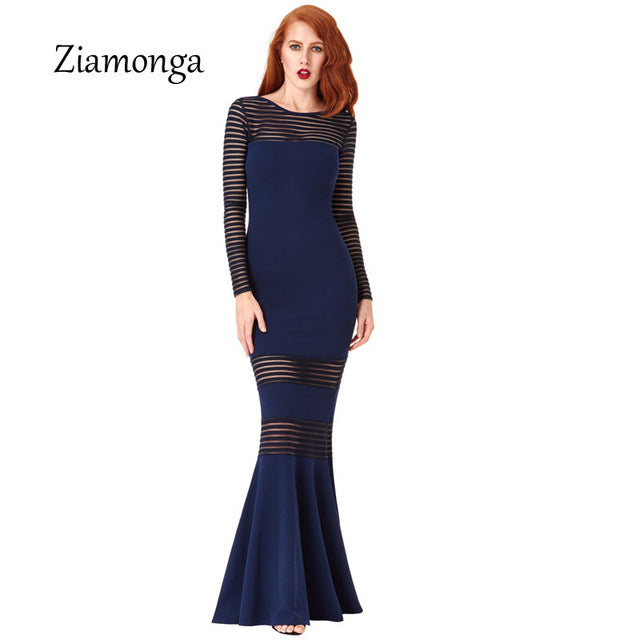 Plus Size Dress Fashion Runway Maxi Dress 2017 Summer Elegant Women&#39;s Dress Perspective Mermaid Sexy Black Long Dress