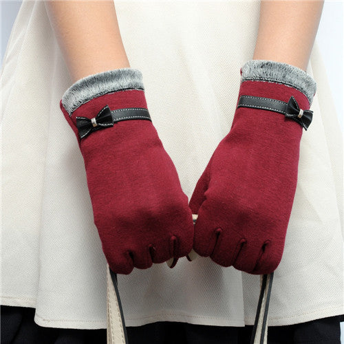 Elegant Womens Gloves Cashmere Lined Full Finger Gloves
